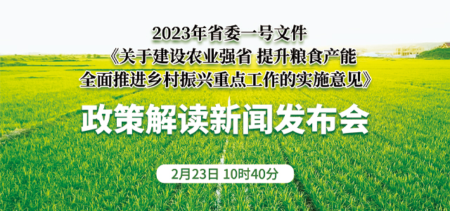 2023年省委一号文件《关于建设农业强省 提升粮食产能 全面推进乡村振兴重点工作的实施意见》政策解读新闻发布会